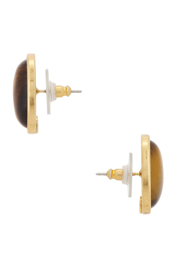 view 2 of 2 CLOUS D'OREILLES ELAINE in Tiger's Eye