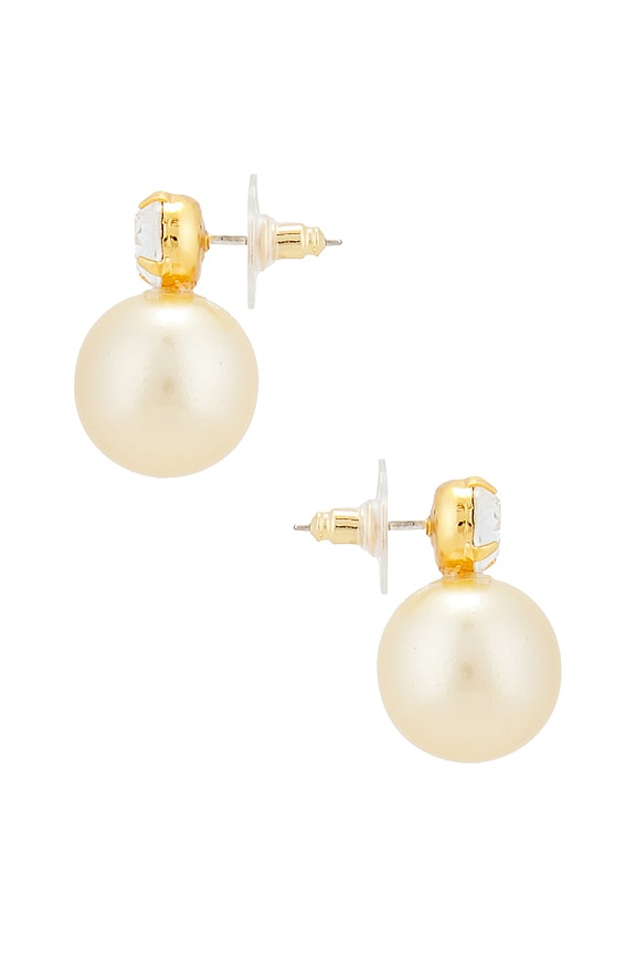 view 2 of 2 PENDIENTES LARGOS NINA in Crystal, Antique, & Gold