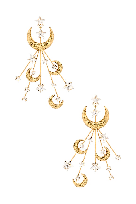 view 2 of 3 Lunetta Earrings in Crystal Antique Gold