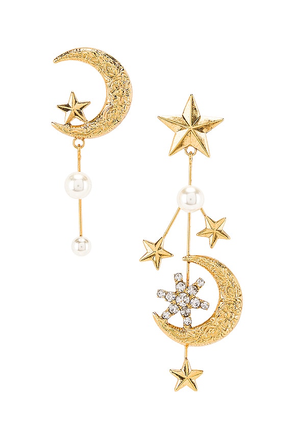 Jennifer Behr Callisto Earring in Crystal Antique Gold | REVOLVE