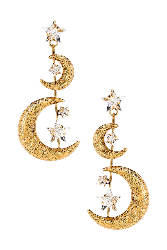 view 1 of 3 Vela Earring in Crystal Antique Gold