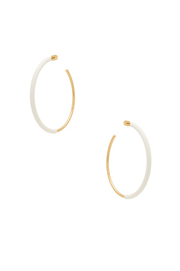 view 2 of 2 PENDIENTES LOLA in Gold & White