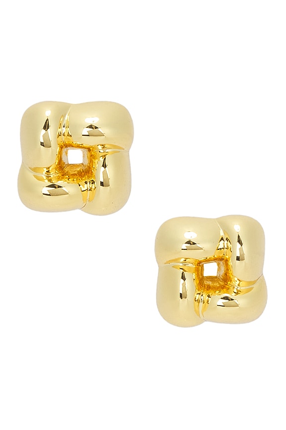 view 1 of 2 CLOUS D'OREILLES MINI WOVEN SQUARE in High Polish Gold