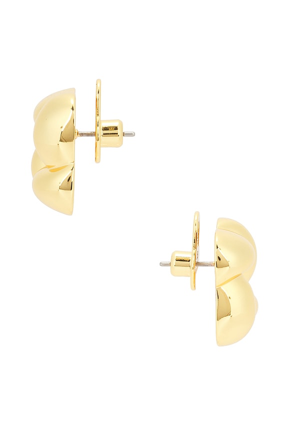 view 2 of 2 Medium Woven Square Earrings in High Polish Gold