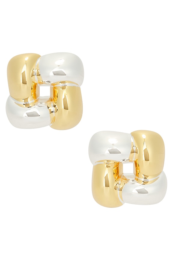 view 1 of 2 Woven Square Earrings in Two-tone