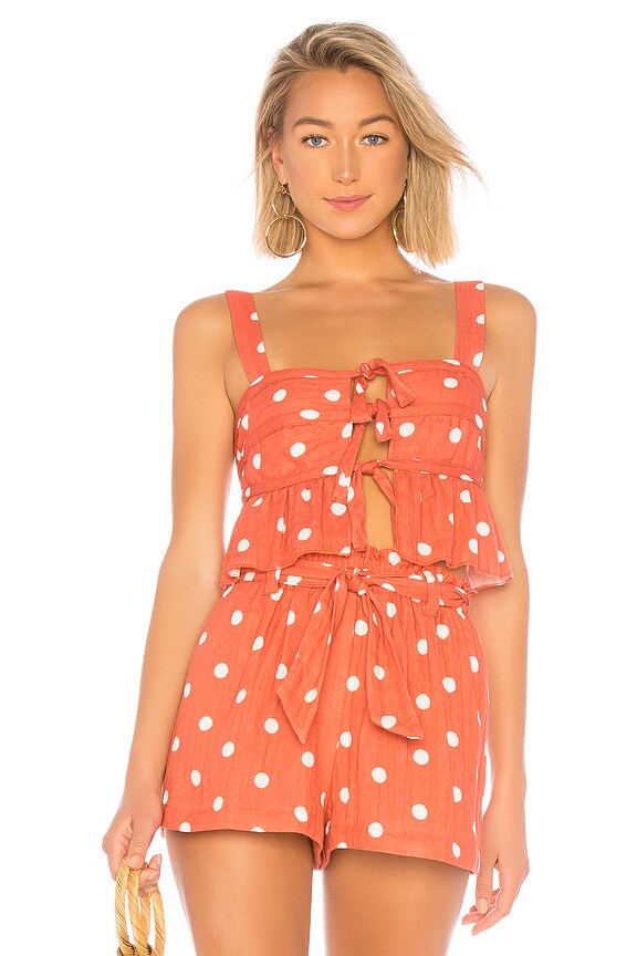 view 1 of 4 Technicolor Aida Top in Polka Dot Persimmon