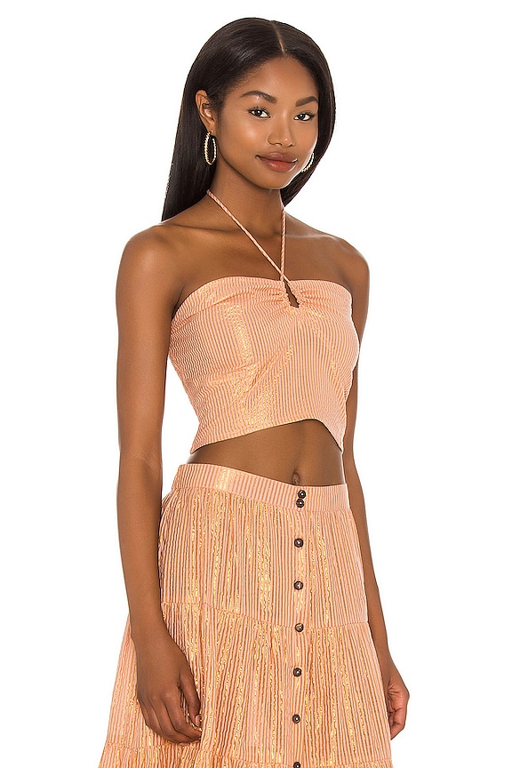 view 2 of 5 High Desert Palm Leaf Corset in Gold Stripe Desert Rose