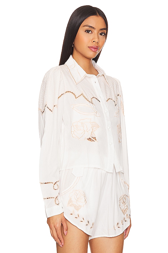 view 2 of 5 Jolene Buttondown Top in Western Bone