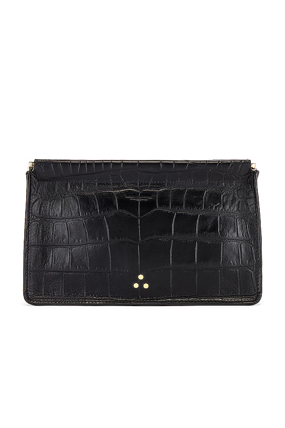 view 2 of 5 Clic Clac Large Clutch in Croco Noir