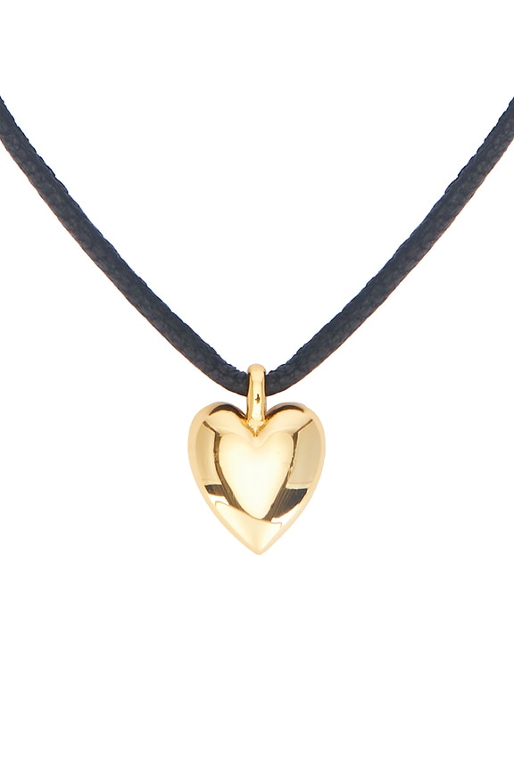 view 2 of 3 Puffy Heart Adjustable Choker Necklace in Yellow Gold