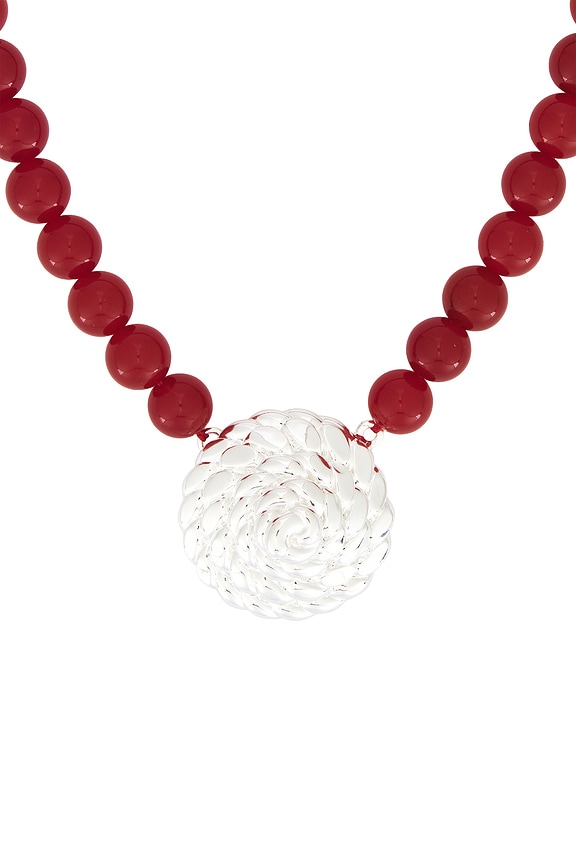view 2 of 2 Spiral Necklace in Red & Silver