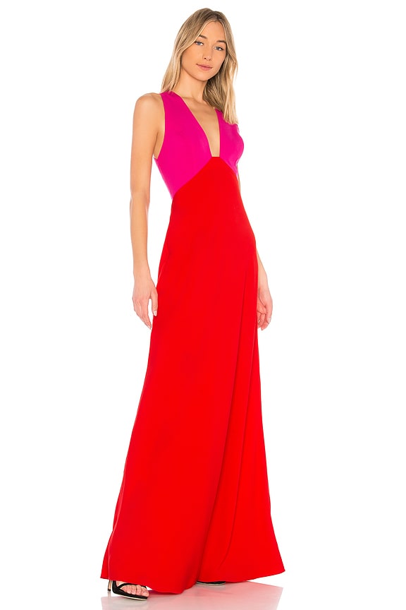 view 2 of 3 Jill by Jill Stuart Color Block Gown in Begonia Pink & Poppy Red