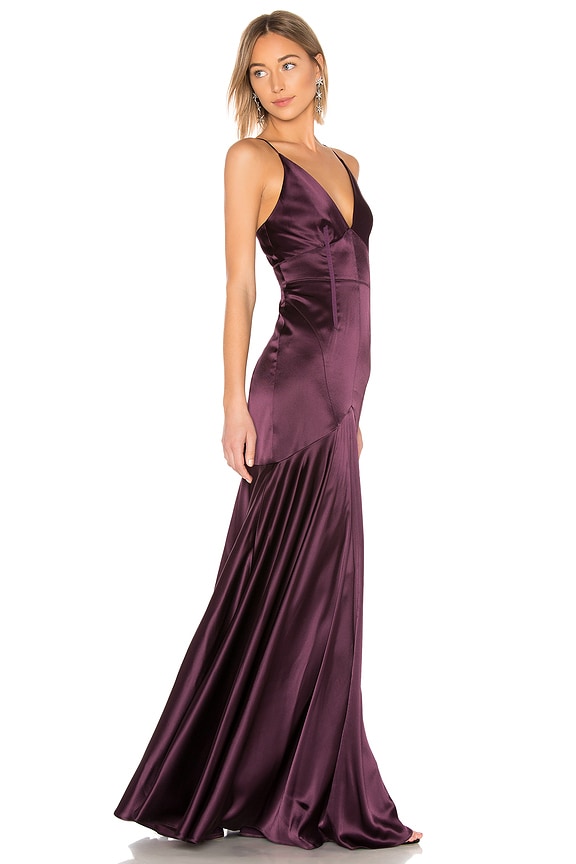 view 2 of 3 V Neck Gown in Port