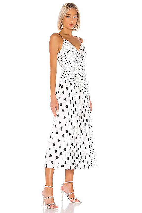 view 2 of 3 Pleated Polka Dot Dress in Black & White