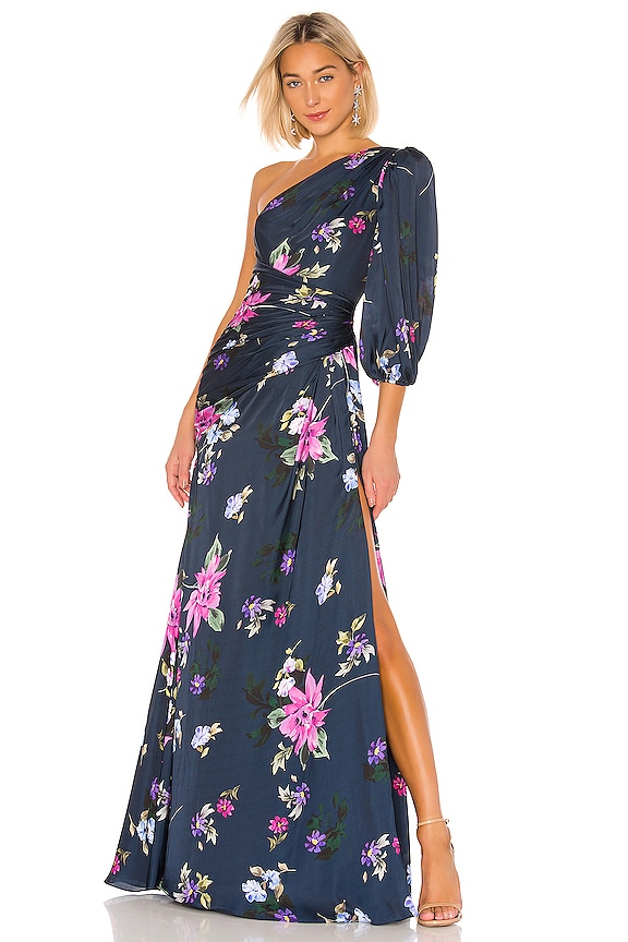 view 1 of 3 One Shoulder Gown in Blue Multi