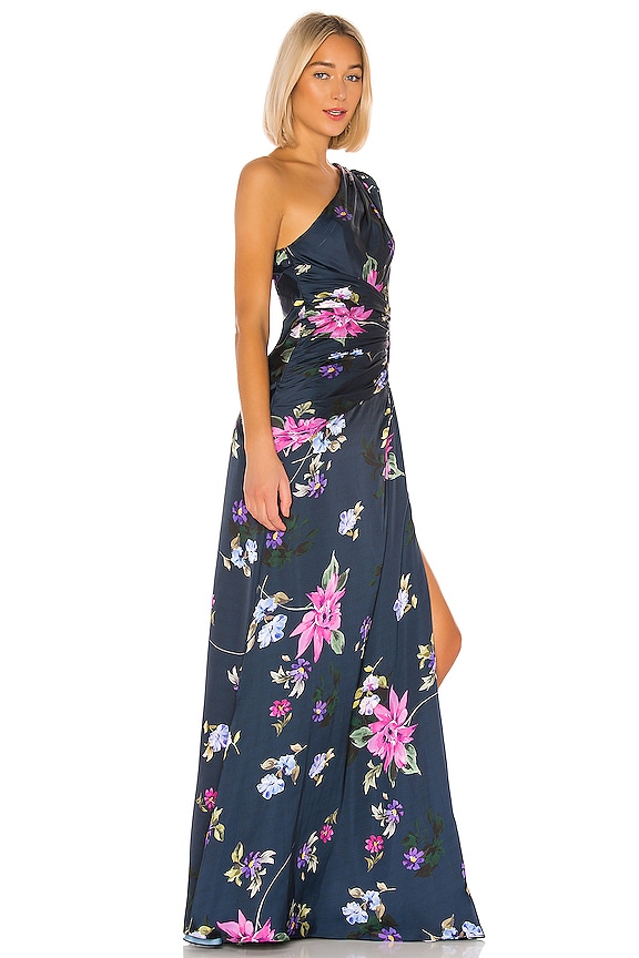 view 2 of 3 One Shoulder Gown in Blue Multi
