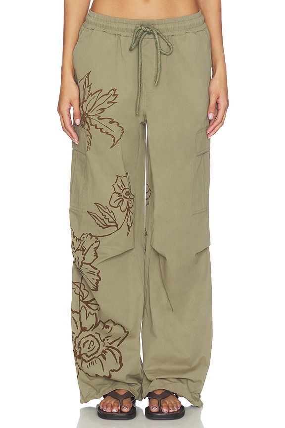 view 1 of 7 PANTALON COTTON PARACHUTE in Olive Green