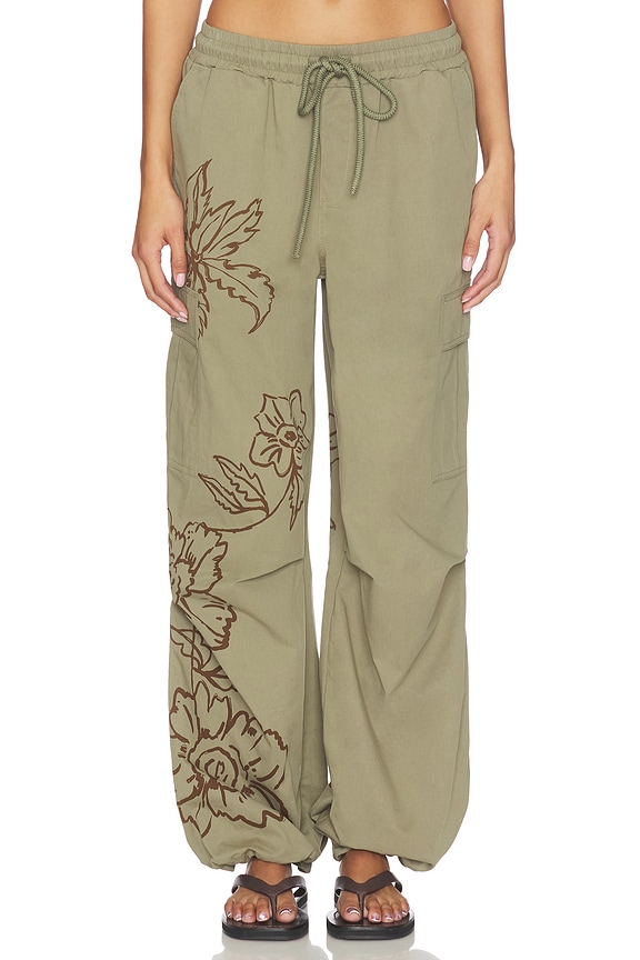 view 2 of 7 PANTALON COTTON PARACHUTE in Olive Green