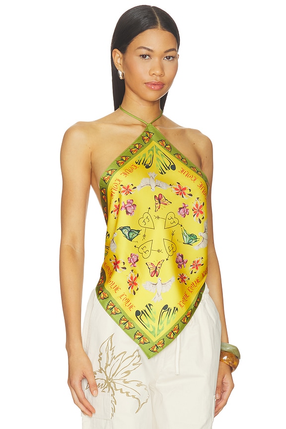 view 2 of 4 Bandana Halter Top in Golden Yellow