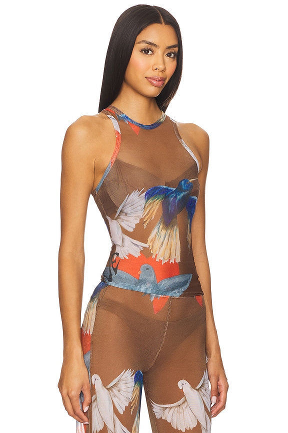 view 2 of 4 Mesh Tank Top in Brown