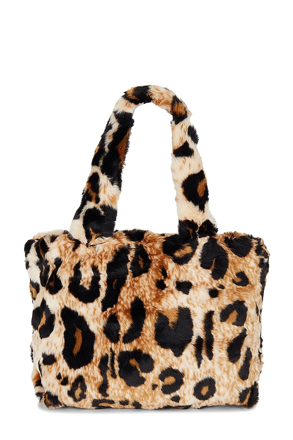 Jakke Tate Oversized Faux Fur Bag in Leopard | REVOLVE