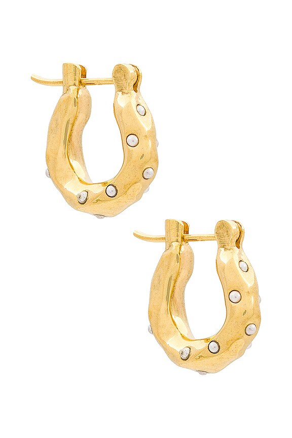 view 1 of 3 Mini Wave Hoop Earrings in Gold