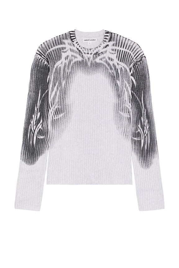 Jaded London Tattoo Spray Knit Sweater in Grey | REVOLVE