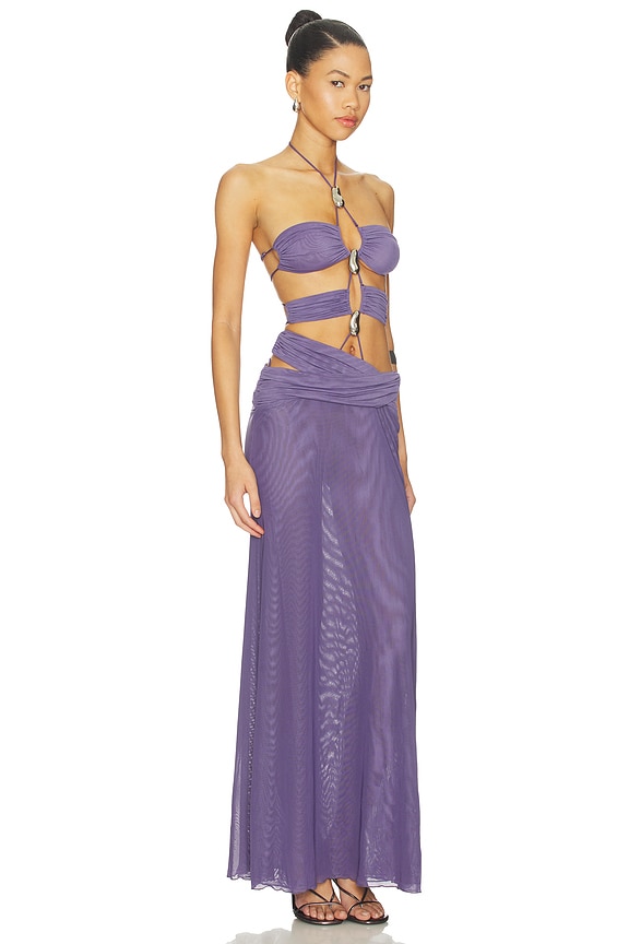 view 2 of 4 VESTIDO TRIM DETAIL LACE UP MAXI in Purple