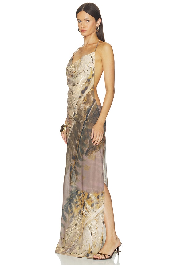 view 2 of 4 Halterneck Maxi Dress With Real Feather Trims in Multi