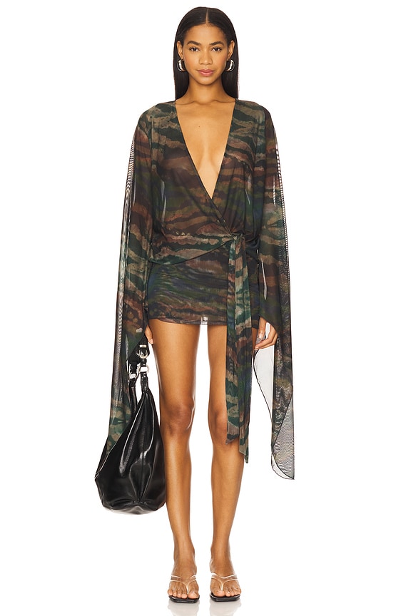 view 2 of 5 Draped Xxl Sleeve Dress in Brown