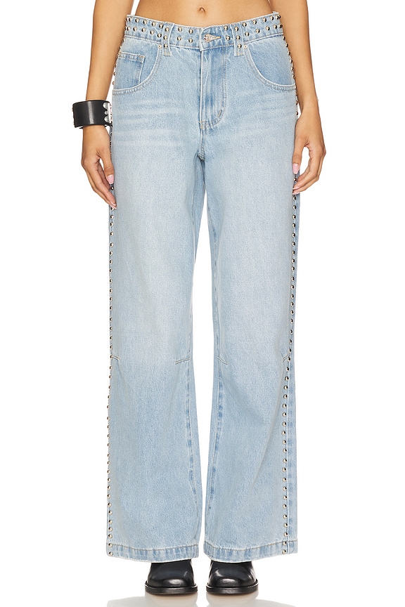 view 2 of 7 Studded Colossus Wide Leg Jeans in Light Wash