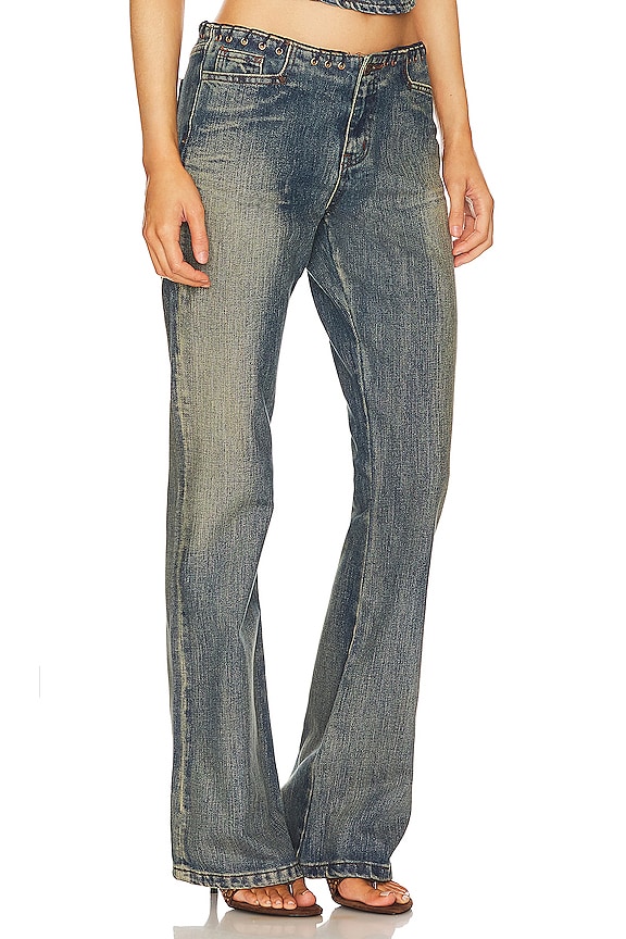 view 2 of 4 Whipstitch Low Rise Straight Jeans in Denim