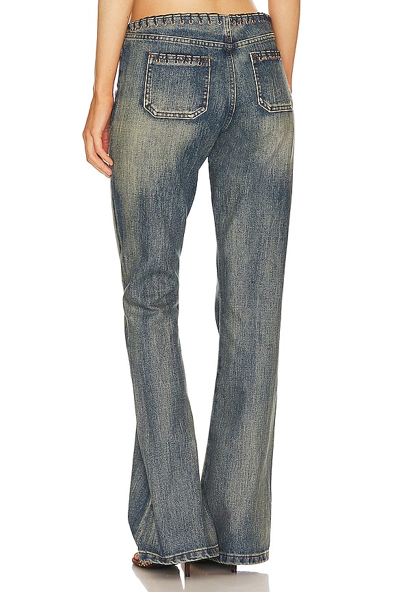 Jaded London Whipstitch Low Rise Straight Jeans in Denim | REVOLVE
