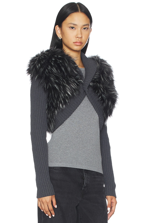 view 2 of 4 CACHE-ÉPAULES KNIT FAUX FUR in Grey