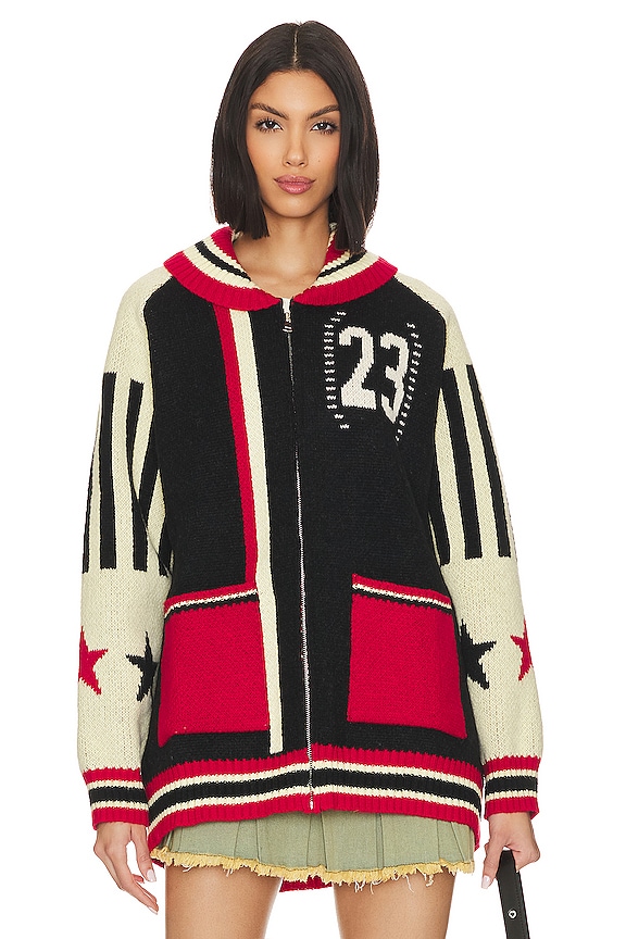 view 2 of 5 Team 23 Knitted Zip Through in Black & Ivory