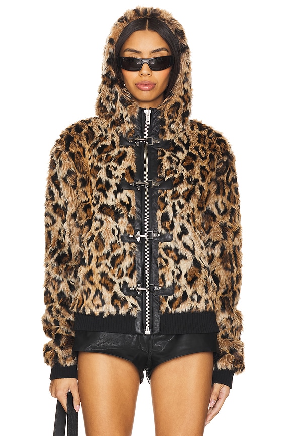 view 2 of 5 Hooded Mendoza Faux Fur Jacket in Leopard