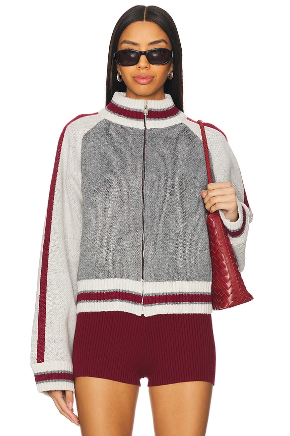 view 2 of 6 Team 85 Knitted Bomber Jacket in Grey Multi