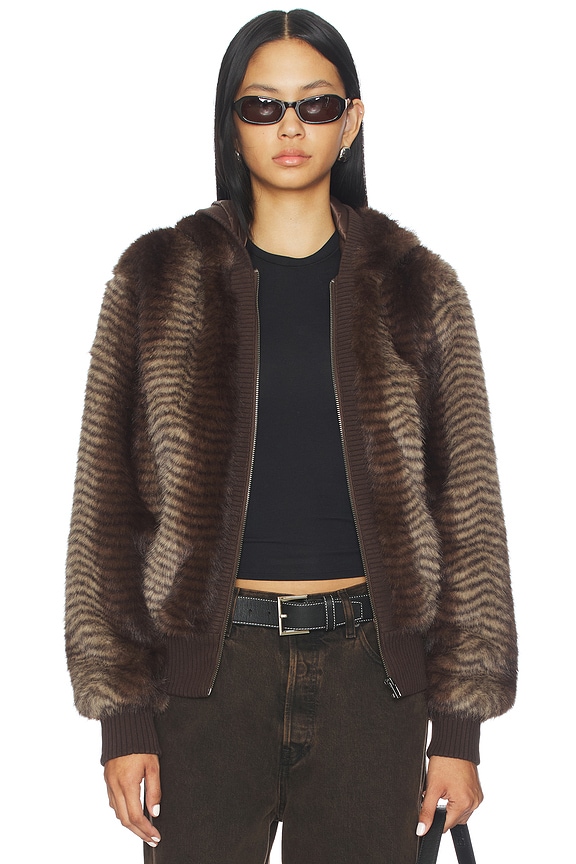 view 2 of 5 Bear Faux Fur Jacket in Striped