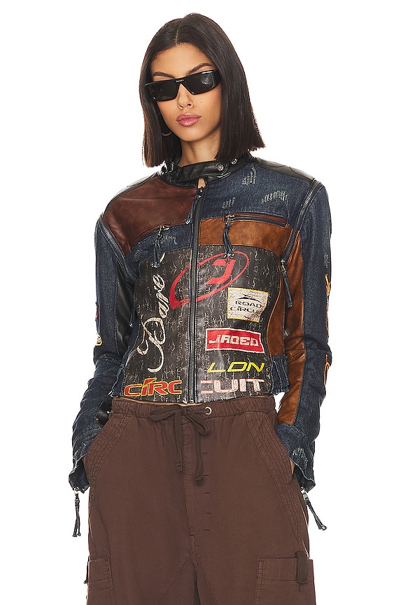 Jaded London Daytona Zip Off Sleeve Moto Jacket in Mutli | REVOLVE