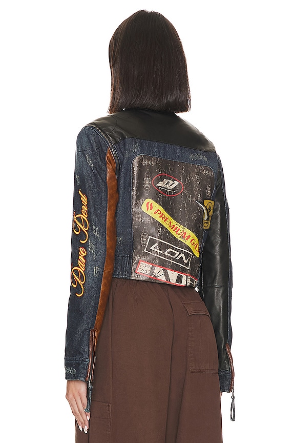 Jaded London Daytona Zip Off Sleeve Moto Jacket in Mutli | REVOLVE