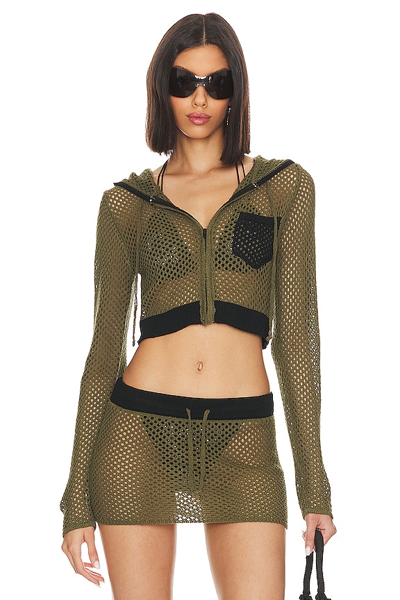 view 2 of 5 Caldera Crochet Hoodie in Khaki