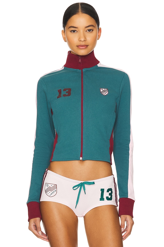 view 2 of 6 Football Zip Track Top in Green