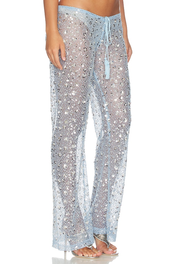 view 2 of 6 PANTALON EMBELLISHED LACE  in Blue