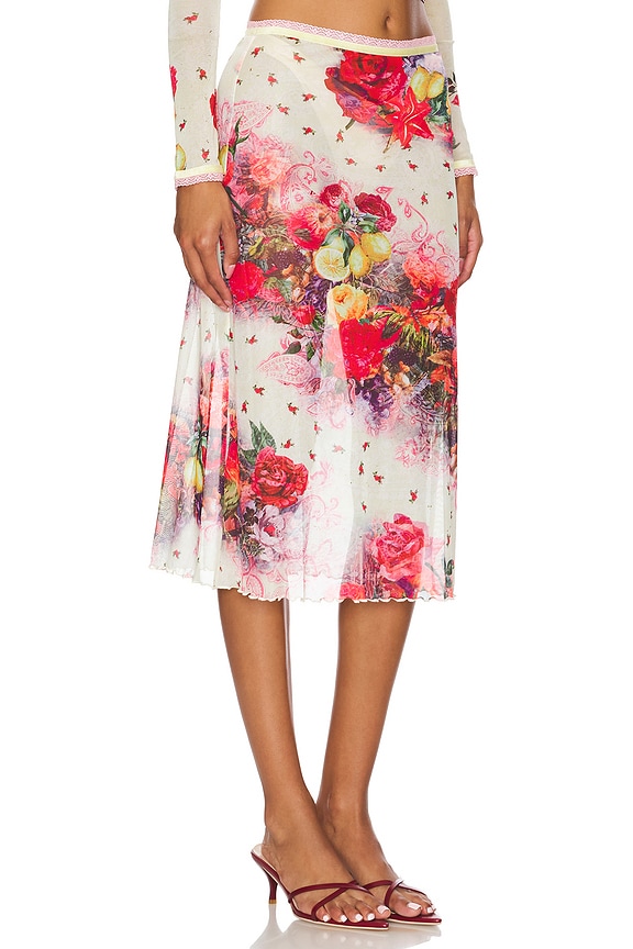 view 2 of 6 Printed Midi Skirt in Pink