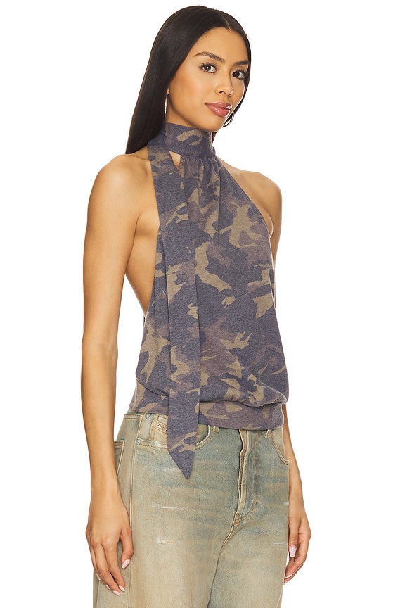 view 2 of 4 Draped Top With Scarf Detail in Grey in Camo