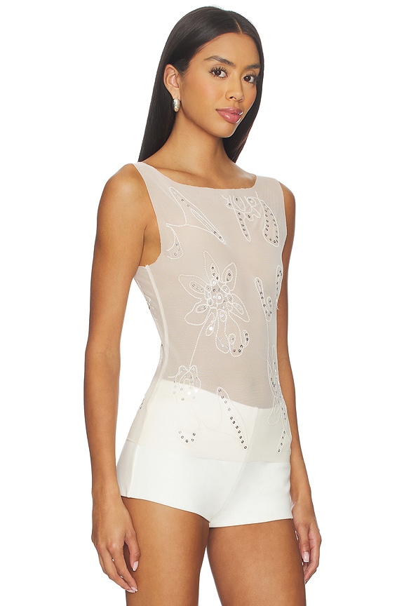 view 2 of 6 Sequin Double Layered Tank Top in Neutral