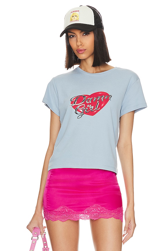 view 2 of 5 Damn Girl Tee in Blue & Red