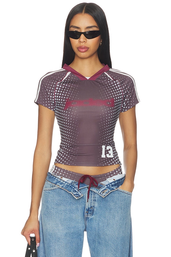 view 1 of 4 Illusion Print Football Baby Tee in Brown