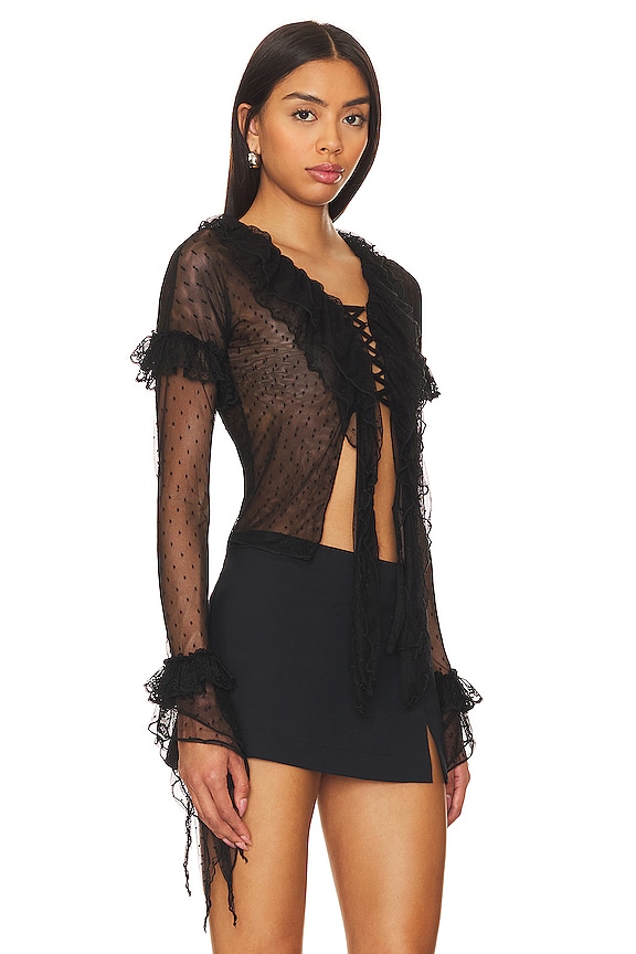 view 2 of 5 Flamenco Frill Tulle Blouse in Black