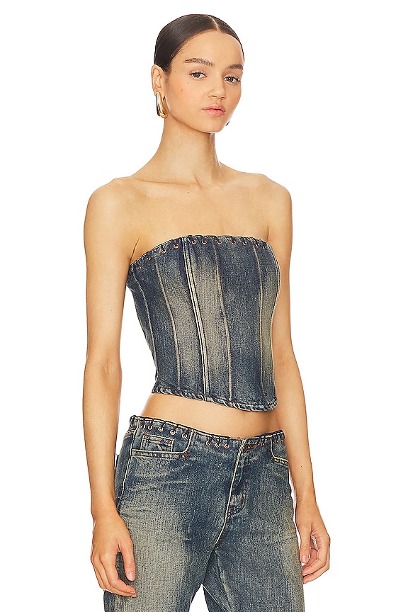 view 2 of 4 Whipstitch Corset in Denim